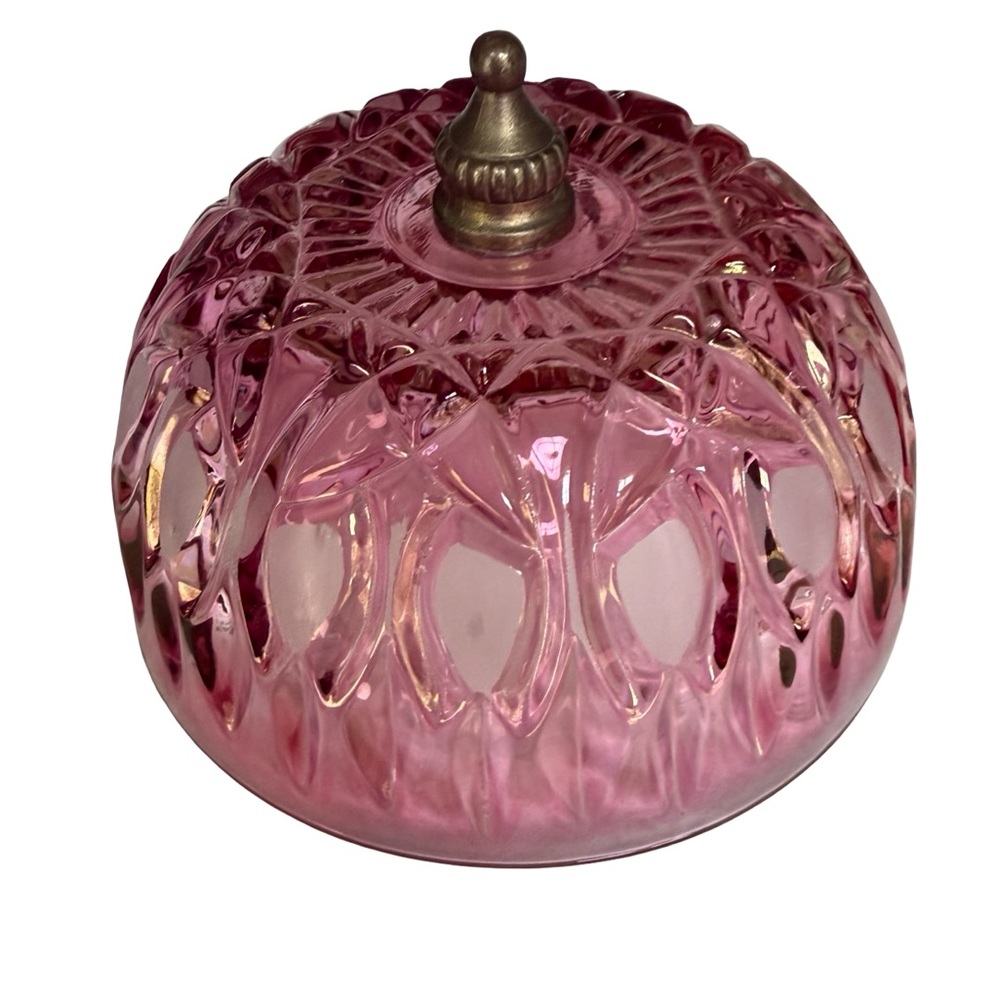Vintage Michelotti Crystal Cranberry Pink Boudoir Lamp 9.5" - Picture 7 of 8